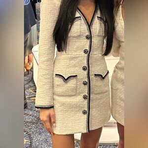 Self-Portrait Metallic Boucle Longline Mini Dress